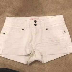 White jean shorts